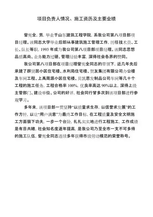 项目负责人情况