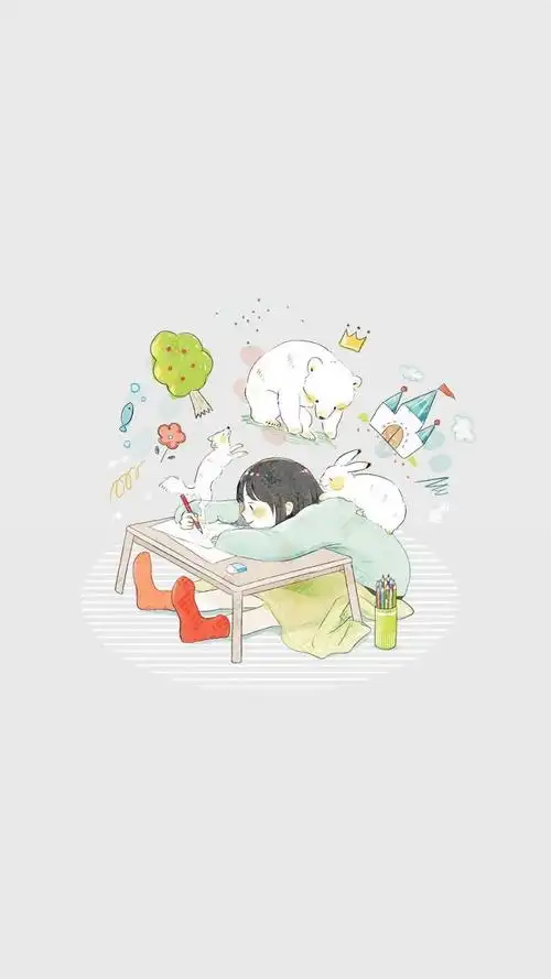 治愈系文艺小清新卡通手绘插画