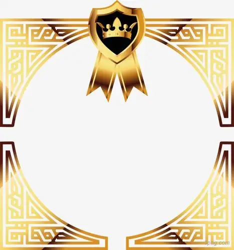 手绘方形花纹边框皇冠png素材透明免抠图片-装饰效果