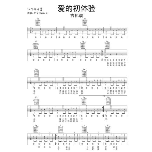 爱的初体验吉他谱乐谱