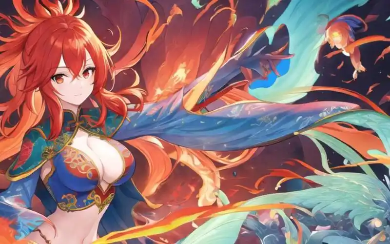 ai绘画二次元火凤凰cg