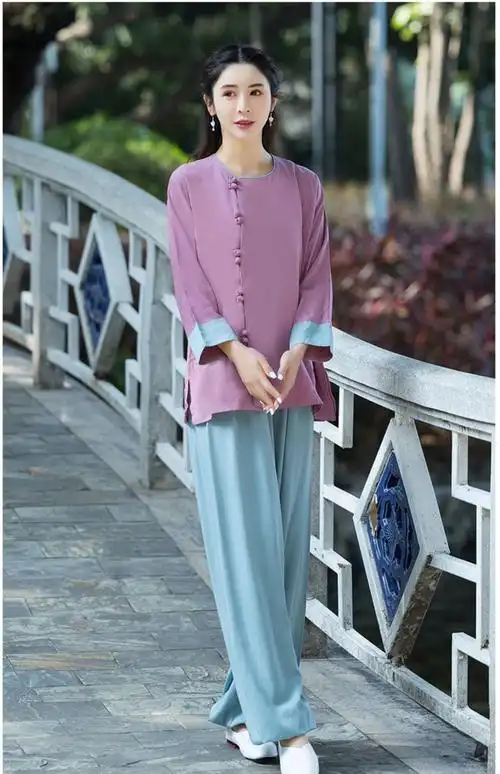 武极堂陈家沟同款棉麻太极服女新款太极拳服练功服武术表演服装春夏