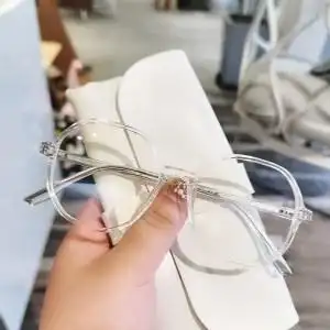 全透明眼睛可配眼镜女超轻tr90塑料白色眼镜框多边形近视架男大脸