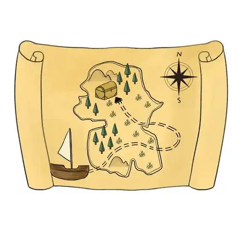 一张手绘复古风格的寻宝图藏宝图地图4820723图片免抠素材