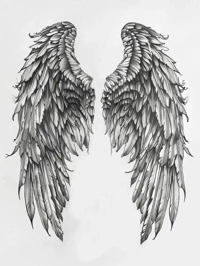 翅膀纹身手稿.#未成年禁止纹身 #翅膀纹身手稿 #满背翅膀纹 - 抖音