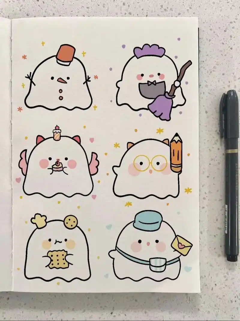 可爱小幽灵简笔画.#简笔画 #画画 #一学就会系列 #一起学 - 抖音