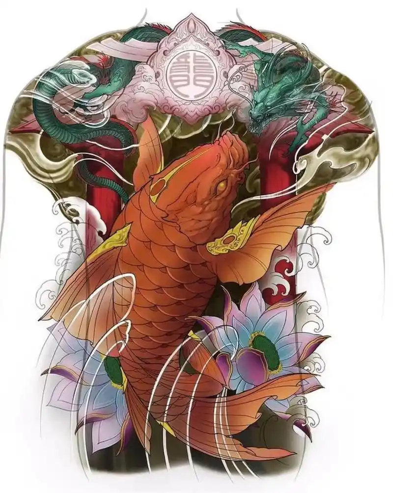 鲤鱼跳龙门#纹身手稿 #纹身#传统纹身手稿 #满背纹身 #鲤 - 抖音