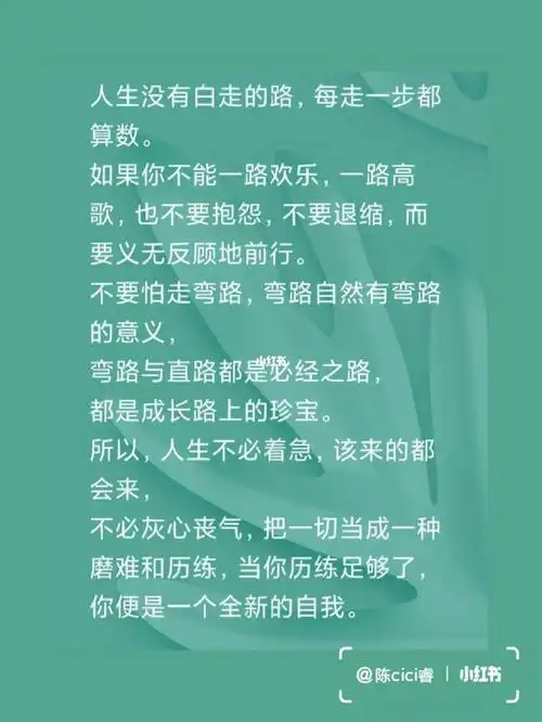 人生没有白走的路每走一步都算数
