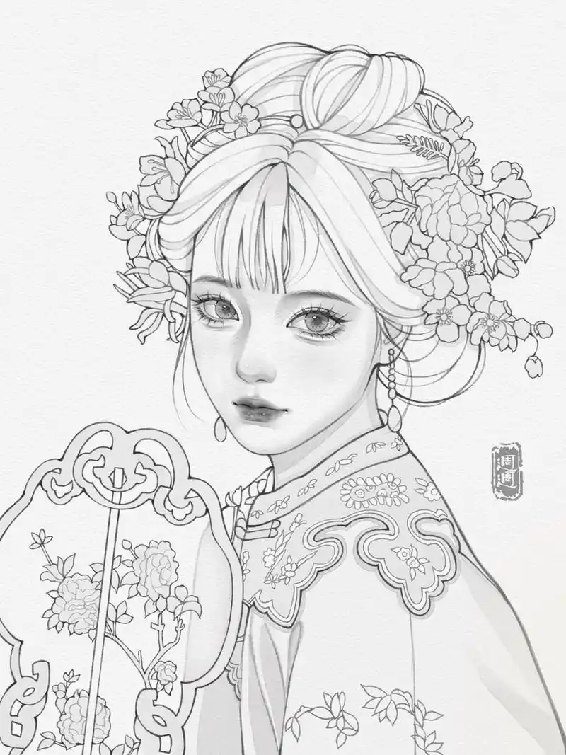 古风线稿/清汉女线稿/女生线稿 又来抠细节了 模特参考:芸豆豆鹅