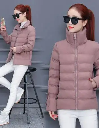 蔲佰赞棉服女短款棉衣外套女2018新款冬季棉袄立领小棉袄冬装 藕粉色