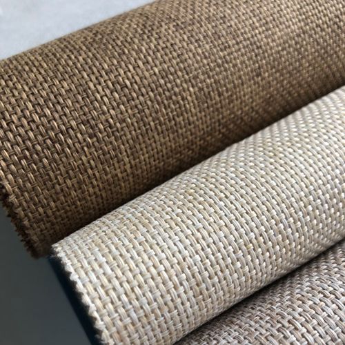 日式草编亚麻布墙布加厚加粗肌理中式东南亚麻布壁布咖色灰卡其色