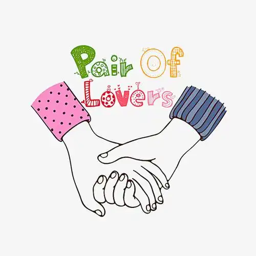 卡通手牵手的萌手势psd分层