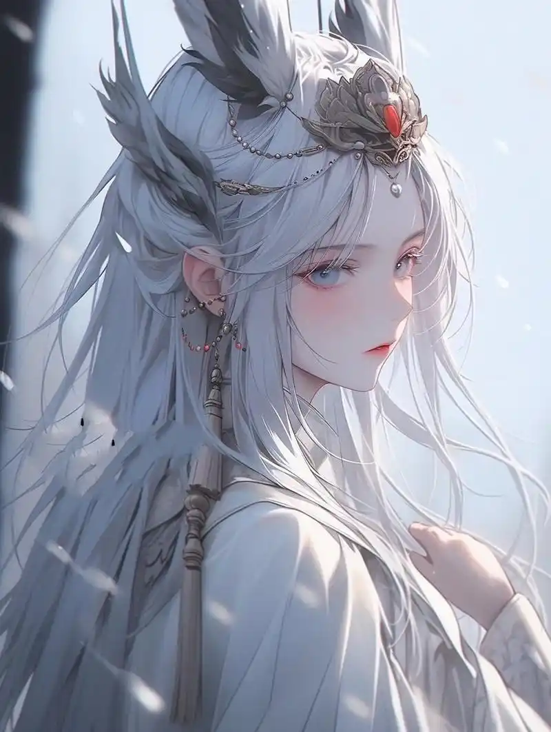 女生头像|清冷高贵温柔的白发神女 晚风吹起你鬓间的白发,抚平回忆留