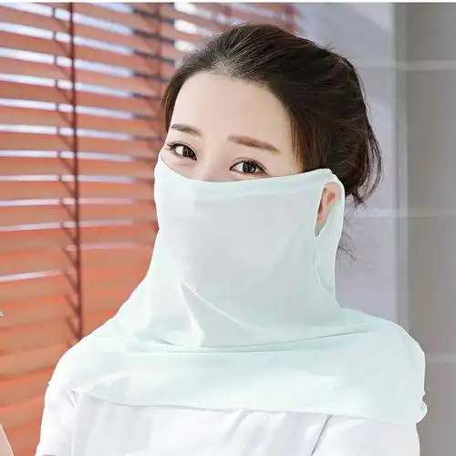 口罩女夏季防晒面罩透气冰丝防紫外线遮阳面罩全脸面纱围脖蒙面巾