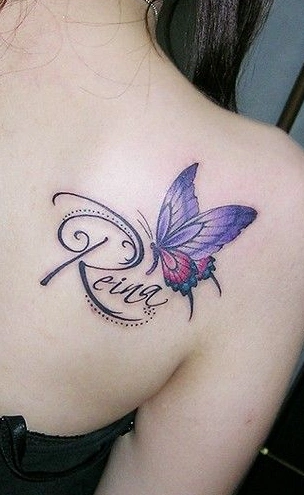 唯美的蝴蝶纹身蝴蝶后背纹身图案2