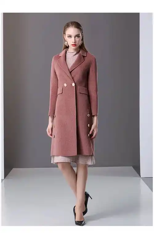 楚贝尔2018秋冬欧美时尚女装毛呢外套双面呢气质修身羊绒大衣