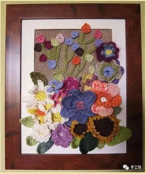 小清新装饰画画布上的钩针编织艺术附教程