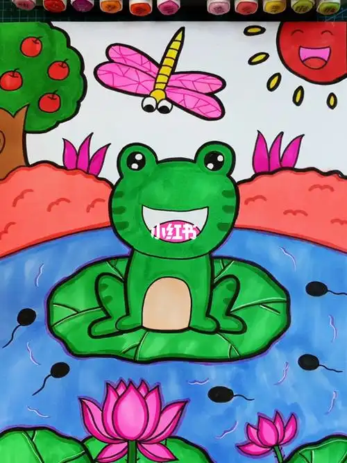 夏天主题画池塘里的小青蛙