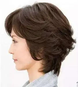 高档真发假发纹理烫假发短卷发新款发套假发中老年短发女送妈妈中