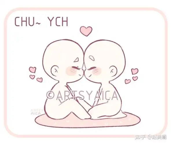 一组q版双人互动模板参考人体素材