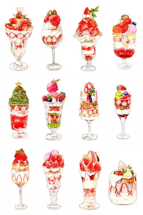 原创水彩手绘草莓饮品系列 - 原创作品 - 站酷(zcool)