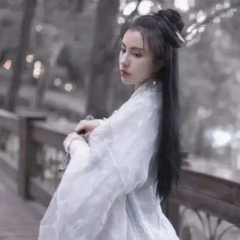 执油伞仙气十足的白衣古风美女女生头像壁纸家