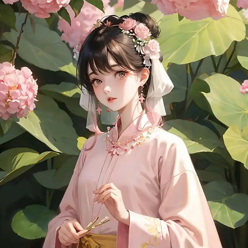 古风女生头像 海棠醉日 粉色系