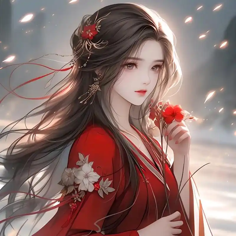 古风红衣女生头像