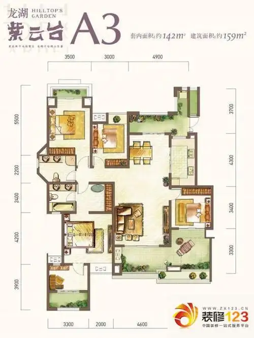 龙湖紫云台户型图一期洋房平层02 .