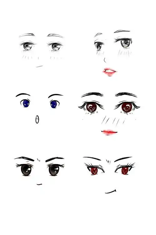 卡通眼睛手绘五官二次元动漫表情包可爱害羞