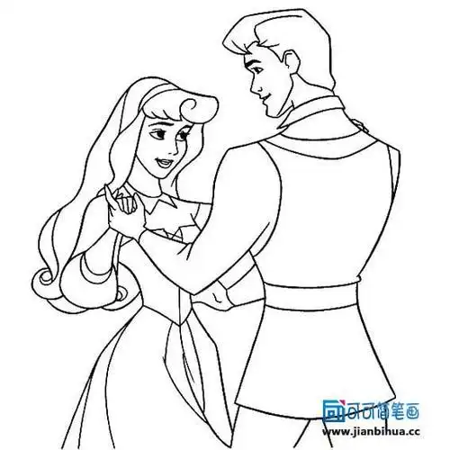 公主和王子一起跳舞的简笔画