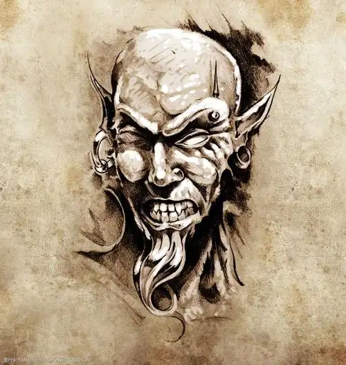 魔鬼素描插画图片