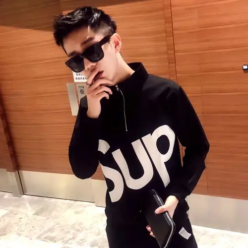 社会精神小伙长袖卫衣男潮流连帽套头衫秋季网红同款衣服帅气外套