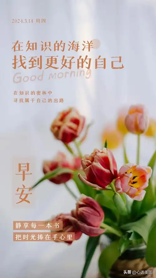 春天早安文案正能量图片文字:听闻不如经历,向往不如出发!