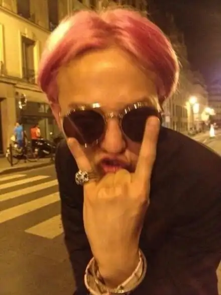 求gd粉色头发半侧脸的照片