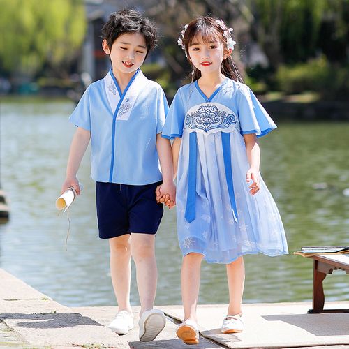 儿童中国国风汉服男女童幼儿园园夏装小学生古风校服唐装
