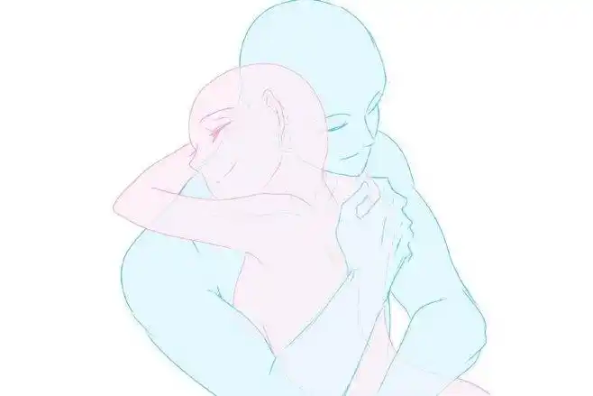 【#绘画素材#】甜蜜cp向贴贴素材参考 打包下载完整版cp向双人动作参