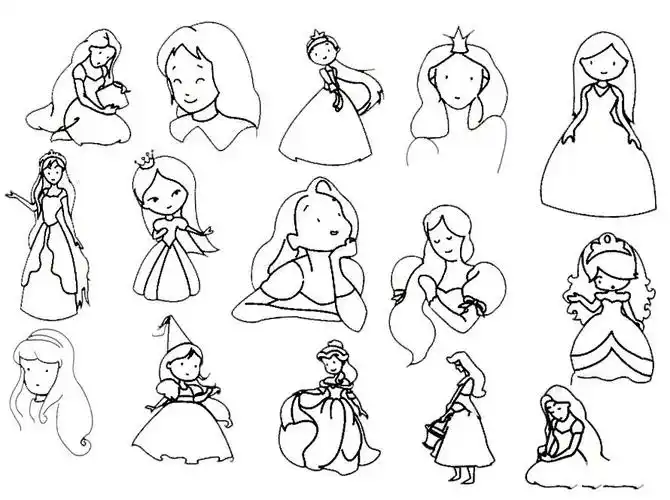 长发公主简笔画大全及画法步骤