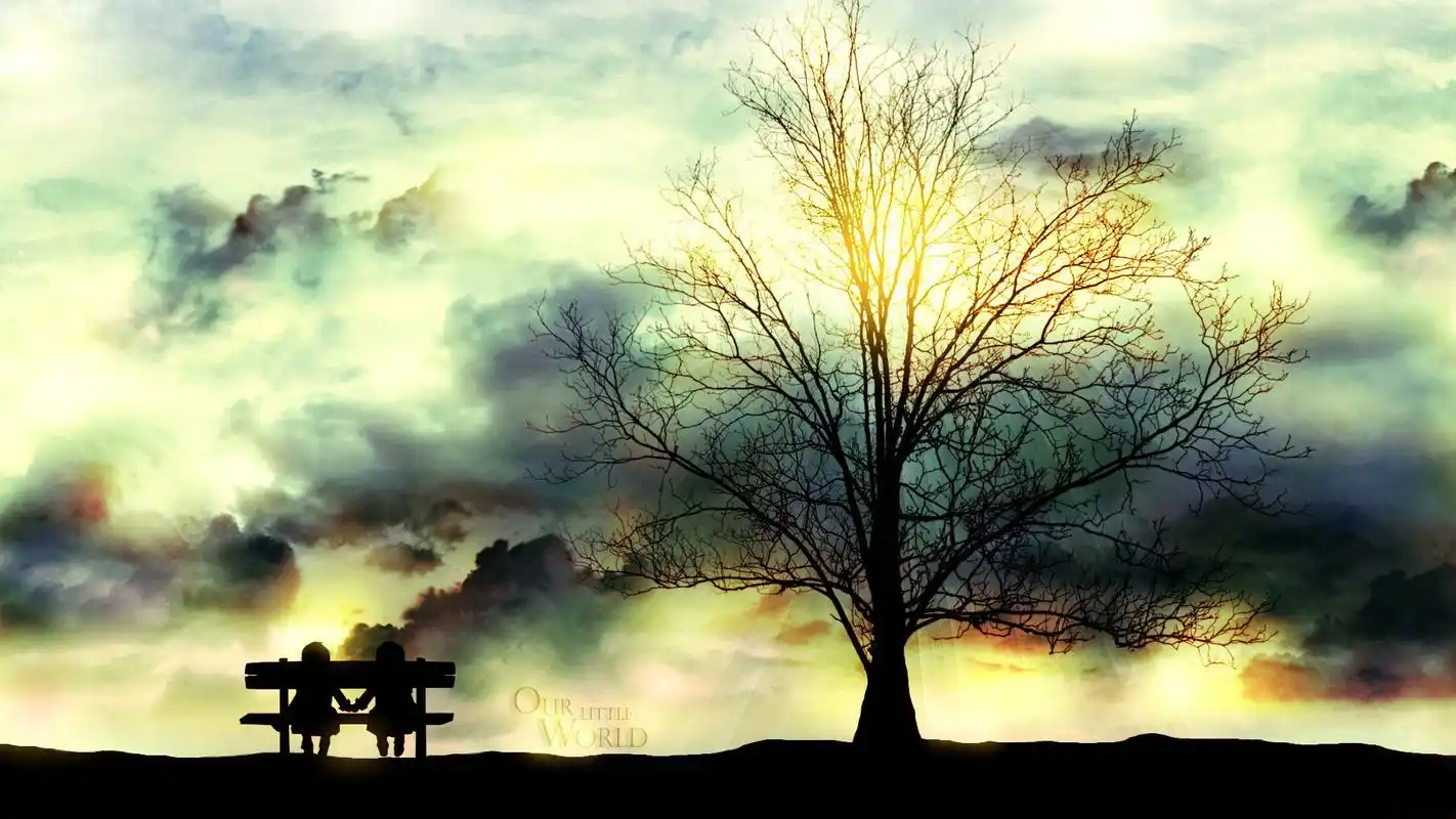 情侣可爱插画小清新电脑桌面壁纸-卡通动漫-手机壁纸下载-美桌网