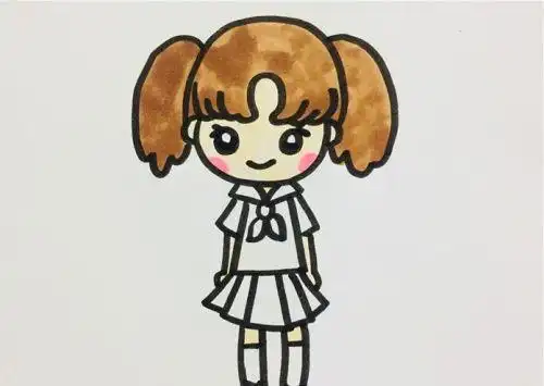 正面全身马尾辫女孩简笔画教程q版马尾辫女孩简笔画怎么画