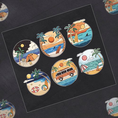 汽车个性创意户外夏日沙滩车贴越野旅行夕阳探险贴纸装饰反光贴画