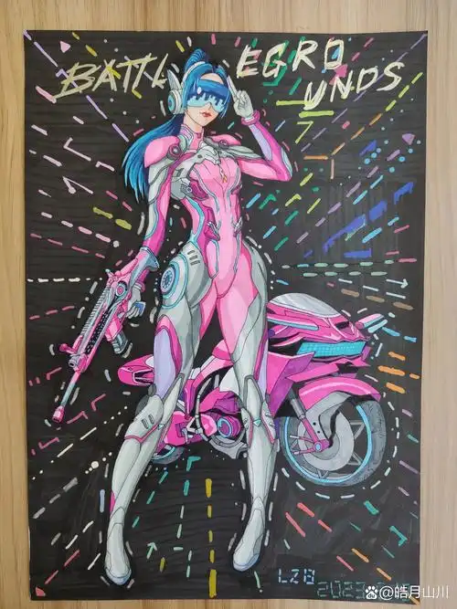 手绘吃鸡人物(火箭少女) 比较受欢迎的作品,要图的话自存吧!