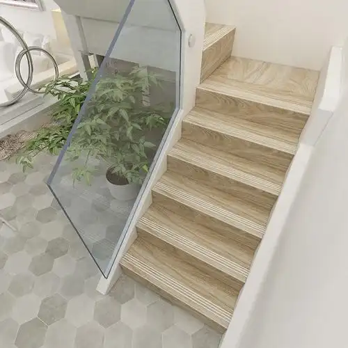 楼梯踏步砖仿实木纹楼梯砖瓷砖台阶砖地板砖一体梯级砖防滑梯步砖