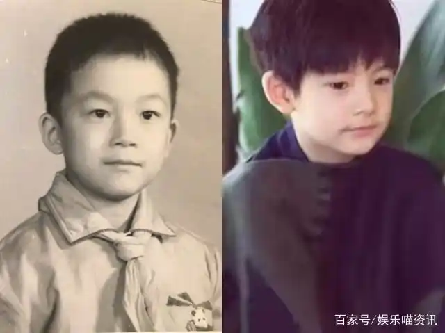 潘粤明儿时照片曝光,儿子顶顶和他简直是一个模子刻出来的