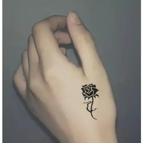 小玫瑰虎口手背(p9)1.7*3.5cm泫雅风清新范ins镂空纹身模板