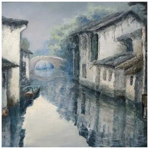 【学院艺术】张平昌《水乡》布面油画