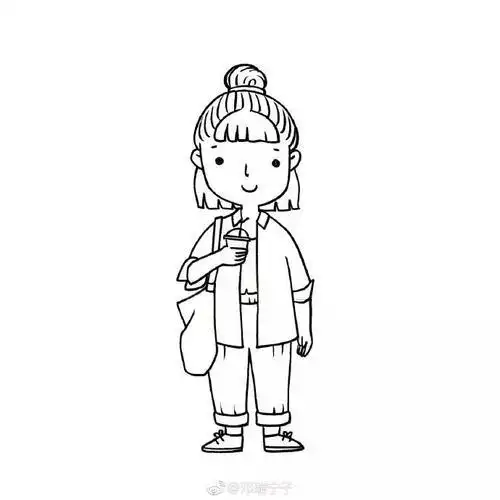 简笔画线稿小女孩简笔画线稿