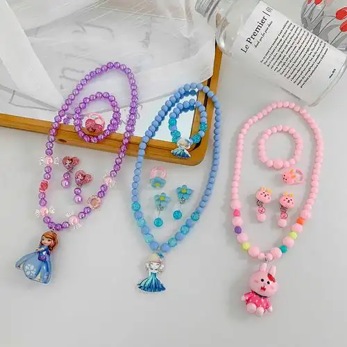 儿童发光项链女童公主珍珠颈链手链小女孩卡通首饰项链