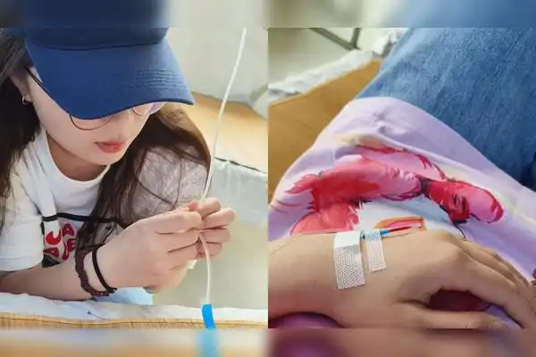 女生陪护闺蜜打点滴,狂捏输液管任由手不停回血:没你早打完了!