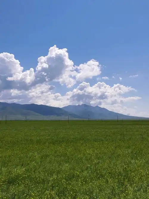 草原盐湖高山蓝天白云